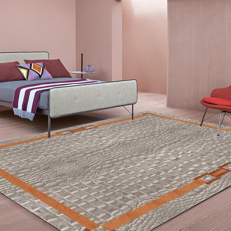 Grey Modern Rug Polyester Crocodile Print Rug Washable Non-Slip Backing Carpet for Living Room Clearhalo 'Area Rug' 'Modern' 'Rugs' Rug' 1608402
