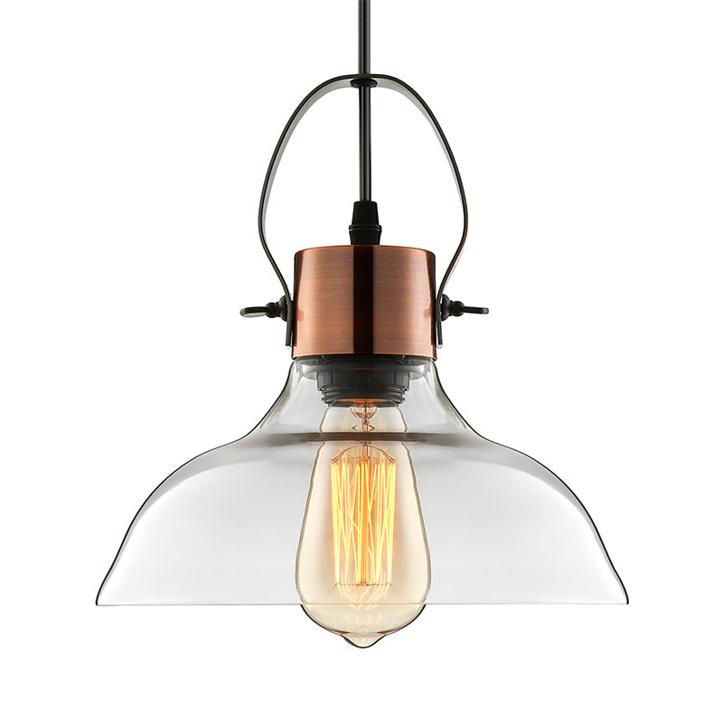 Copper Dome Ceiling Light Industrial Clear Glass 1 Light Dining Room Pendant Lighting Fixture Clearhalo 'Ceiling Lights' 'Glass shade' 'Glass' 'Industrial Pendants' 'Industrial' 'Middle Century Pendants' 'Pendant Lights' 'Pendants' 'Tiffany' Lighting' 160851