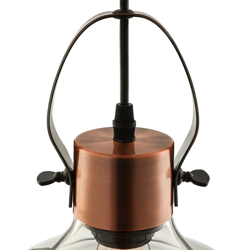 Copper Dome Ceiling Light Industrial Clear Glass 1 Light Dining Room Pendant Lighting Fixture Clearhalo 'Ceiling Lights' 'Glass shade' 'Glass' 'Industrial Pendants' 'Industrial' 'Middle Century Pendants' 'Pendant Lights' 'Pendants' 'Tiffany' Lighting' 160853