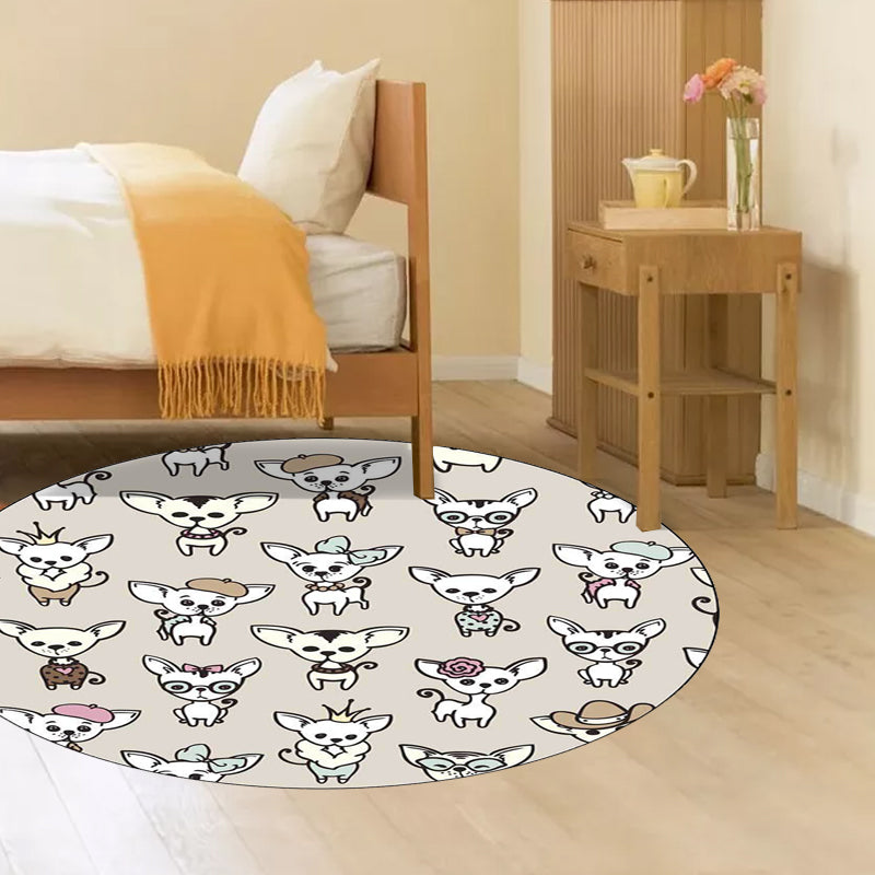 Casual Kids Rug in Brown Animal Dog Pattern Rug Polyester Machine Washable Non-Slip Carpet for Nursery Light Brown Clearhalo 'Area Rug' 'Rug' 1608862