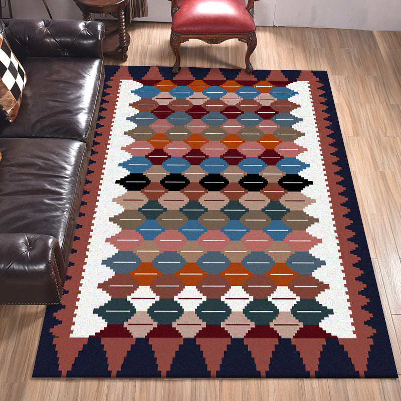 Vintage Tribal Pattern Rug White and Purple Traditional Rug Polyester Washable Anti-Slip Backing Area Rug for Bedroom White Clearhalo 'Area Rug' 'Rugs' 'Southwestern' Rug' 1608910