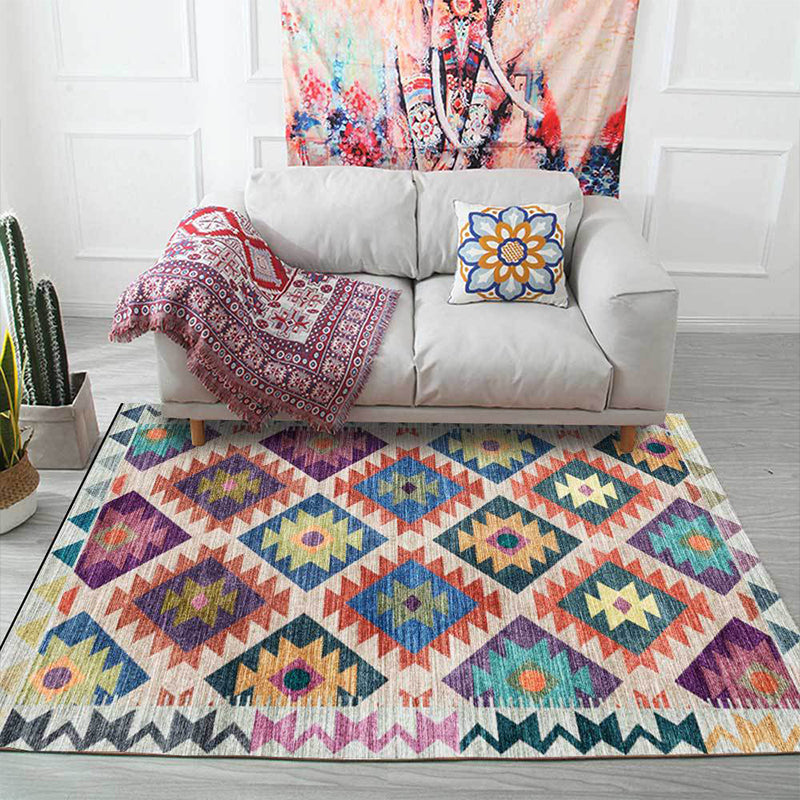 Mediterranean Checked Print Rug Multicolor Polyester Rug Machine Washable Non-Slip Area Rug for Living Room Clearhalo 'Area Rug' 'Moroccan' 'Rugs' Rug' 1608959