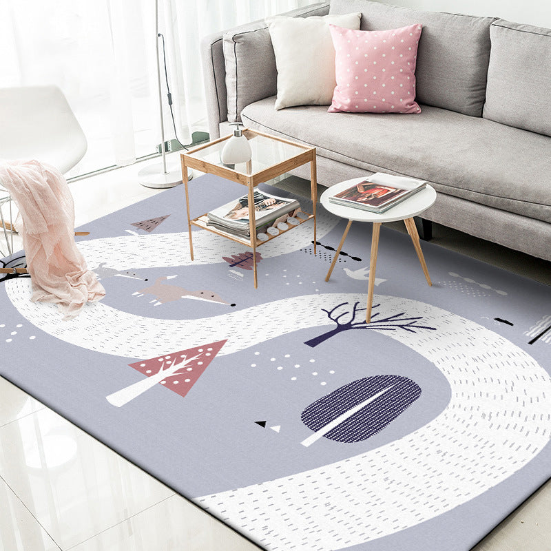 Kids Bedroom Rug in Grey Cars & Roads Fox Tree Print Rug Polyester Stain-Resistant Area Rug Grey Clearhalo 'Area Rug' 'Rug' 1609213