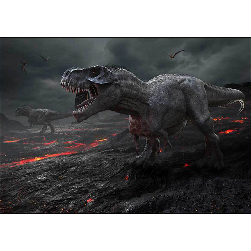 Dark Grey Novelty Rug Polyester Dinosaur Pattern Rug Washable Non-Slip Backing Carpet for Living Room Clearhalo 'Area Rug' 'Modern' 'Rugs' Rug' 1609303