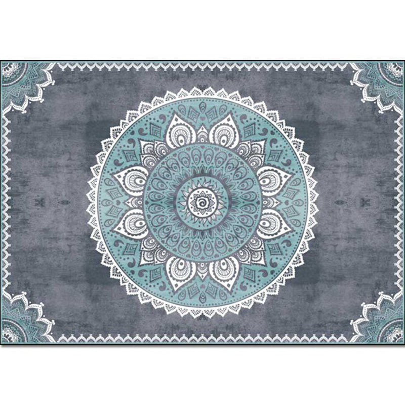 Blue and Grey Moroccan Rug Polyester Floral Pattern Rug Washable Non-Slip Backing Carpet for Living Room Clearhalo 'Area Rug' 'Moroccan' 'Rugs' Rug' 1609627