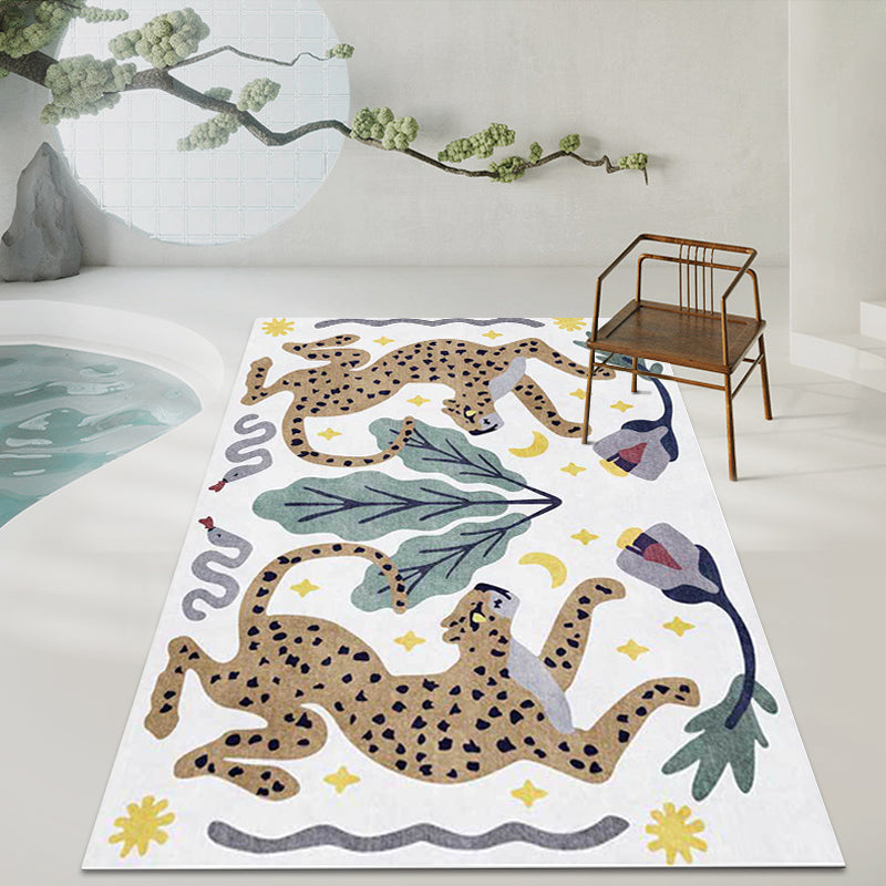 Stylish Animal Pattern Rug Grey and Blue Nordic Rug Polyester Washable Anti-Slip Backing Area Rug for Living Room Clearhalo 'Area Rug' 'Modern' 'Rugs' Rug' 1609979