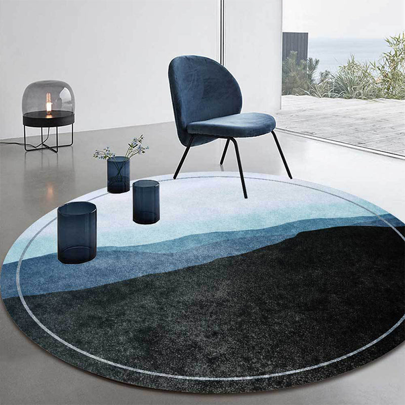 Green and Grey Oriental Rug Polyester Mountain Ombre Pattern Rug Washable Non-Slip Backing Carpet for Living Room Black Clearhalo 'Area Rug' 'Rug' 1610268