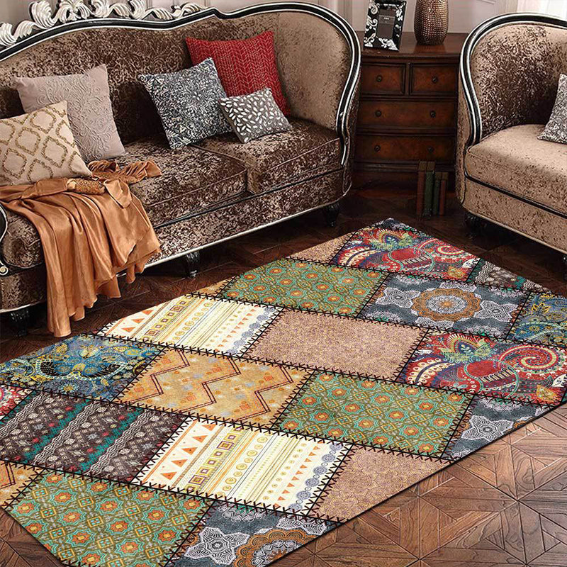 Unique Tribal Pattern Rug Red and Grey Vintage Rug Polyester Washable Anti-Slip Backing Area Rug for Bedroom Green Clearhalo 'Area Rug' 'Moroccan' 'Rugs' Rug' 1610506