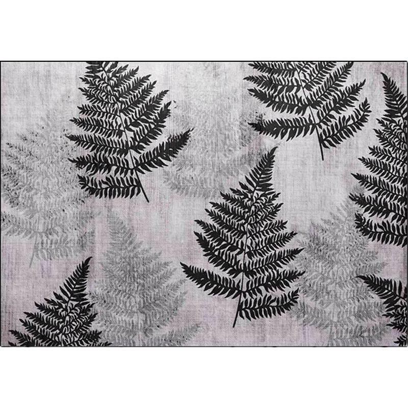 Contemporary Leaf Pattern Rug Grey Polyester Rug Machine Washable Non-Slip Area Rug for Living Room Clearhalo 'Area Rug' 'Modern' 'Rugs' Rug' 1610533