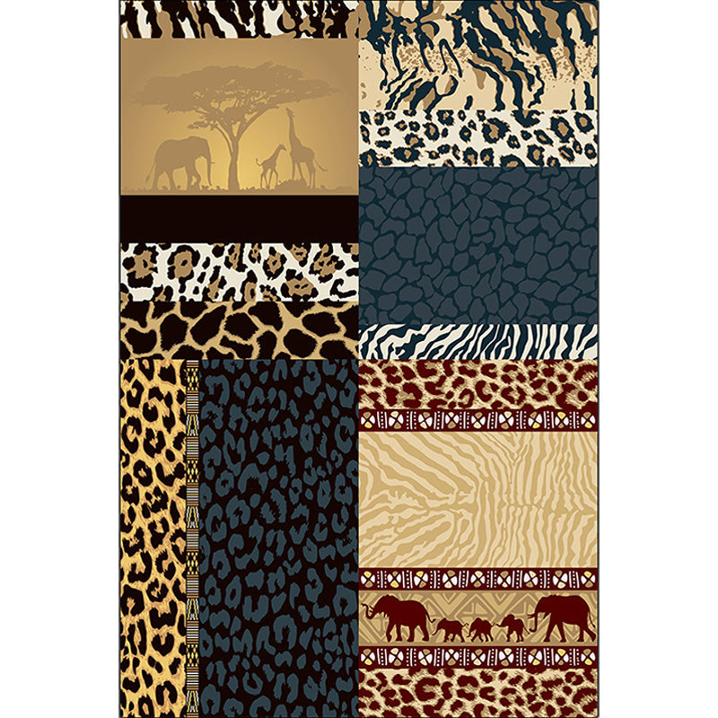 Brown Novelty Rug Polyester Animals Skin Print Rug Washable Non-Slip Backing Carpet for Living Room Clearhalo 'Area Rug' 'Modern' 'Rugs' Rug' 1610569
