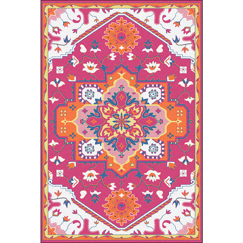 Pink and Blue Mediterranean Rug Polyester Medallion Pattern Rug Washable Non-Slip Backing Carpet for Living Room Clearhalo 'Area Rug' 'Moroccan' 'Rugs' Rug' 1610602