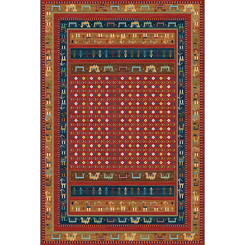 Traditional Tribal Pattern Rug Red Vintage Rug Polyester Washable Anti-Slip Backing Area Rug for Bedroom Clearhalo 'Area Rug' 'Rugs' 'Southwestern' Rug' 1610848