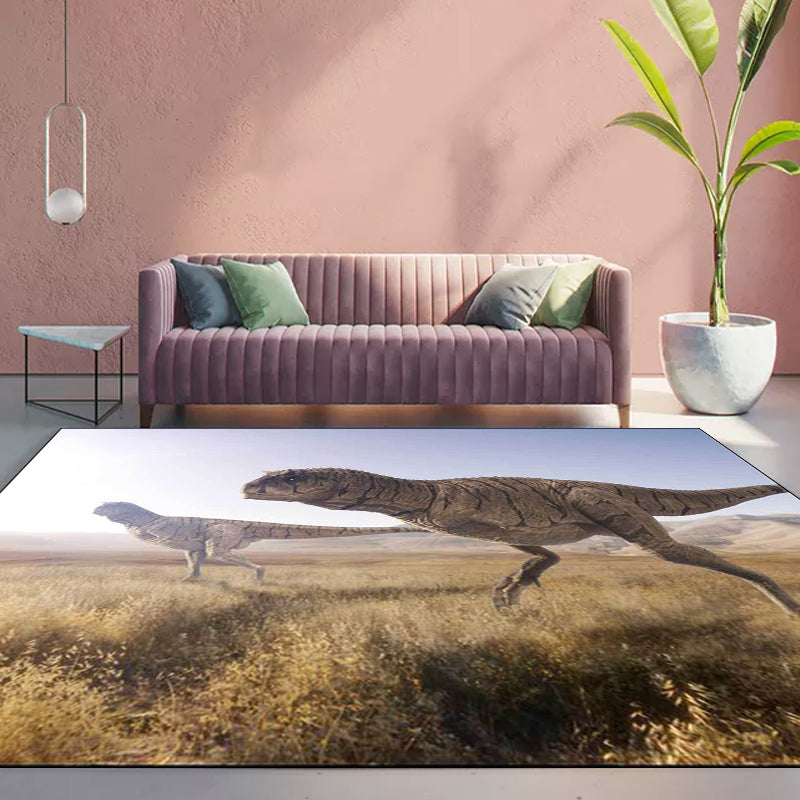 Brown Novelty Rug Polyester Dinosaur Pattern Rug Washable Non-Slip Backing Carpet for Living Room Clearhalo 'Area Rug' 'Modern' 'Rugs' Rug' 1612118