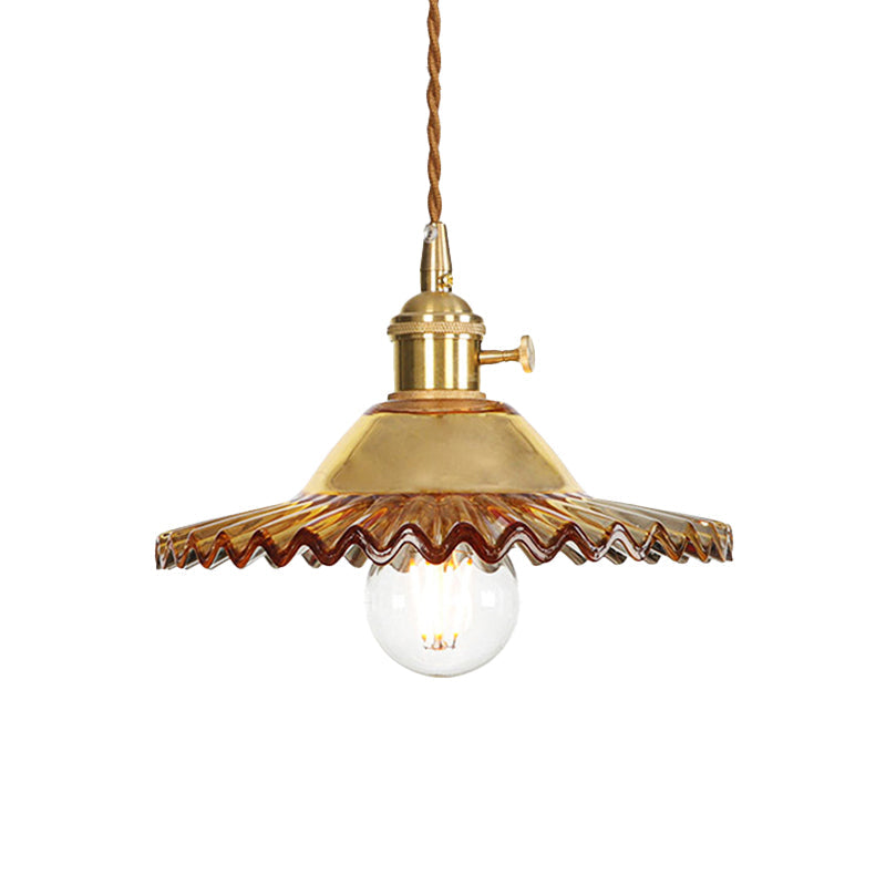 1-Light Pendant Lighting Industrial Scalloped Rose Gold/Clear/Amber Glass Hanging Ceiling Light for Living Room Clearhalo 'Art Deco Pendants' 'Cast Iron' 'Ceiling Lights' 'Ceramic' 'Crystal' 'Industrial Pendants' 'Industrial' 'Metal' 'Middle Century Pendants' 'Pendant Lights' 'Pendants' 'Tiffany' Lighting' 161222