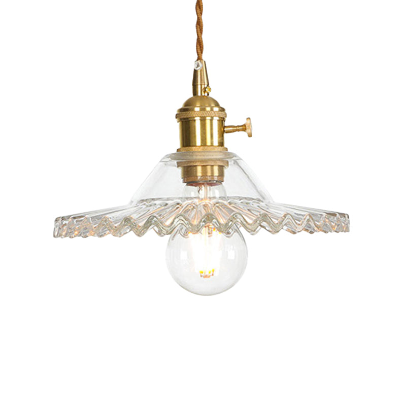 1-Light Pendant Lighting Industrial Scalloped Rose Gold/Clear/Amber Glass Hanging Ceiling Light for Living Room Clearhalo 'Art Deco Pendants' 'Cast Iron' 'Ceiling Lights' 'Ceramic' 'Crystal' 'Industrial Pendants' 'Industrial' 'Metal' 'Middle Century Pendants' 'Pendant Lights' 'Pendants' 'Tiffany' Lighting' 161225