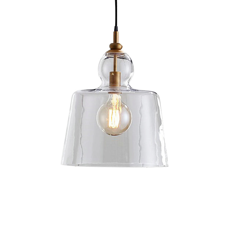 Industrial Upside-Down Trifle Pendant Lighting One-Light Clear Glass Hanging Light Fixture in Gold/Chrome Clearhalo 'Art Deco Pendants' 'Cast Iron' 'Ceiling Lights' 'Ceramic' 'Crystal' 'Industrial Pendants' 'Industrial' 'Metal' 'Middle Century Pendants' 'Pendant Lights' 'Pendants' 'Tiffany' Lighting' 161228