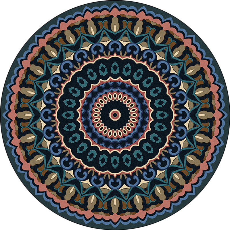 Americana Concentric Circles Pattern Rug Blue and Green Polyester Rug Machine Washable Non-Slip Area Rug for Bedroom Clearhalo 'Area Rug' 'Rugs' 'Southwestern' Rug' 1612311