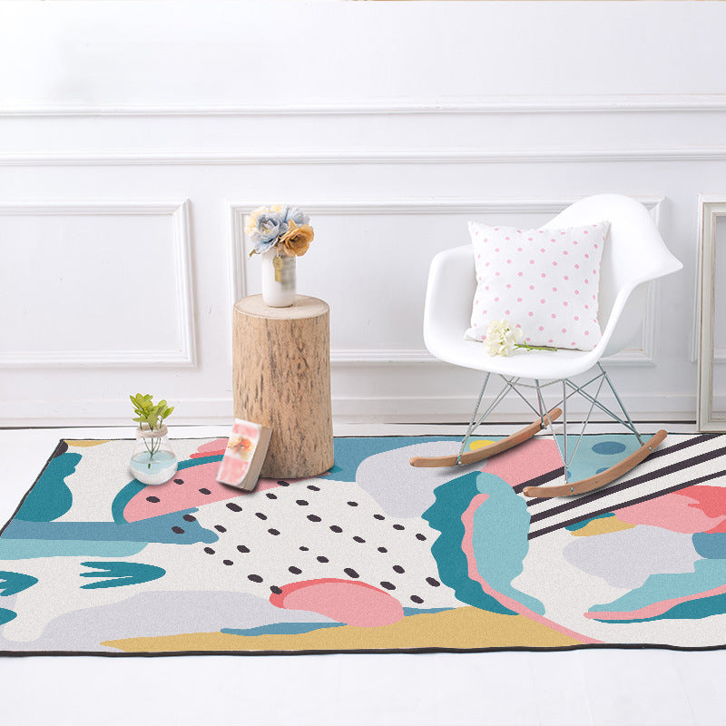 Novelty Living Room Rug Colorful Colorblock Watermelon Print Rug Polyester Anti-Slip Backing Washable Area Rug Blue-Pink Clearhalo 'Area Rug' 'Rug' 1612341