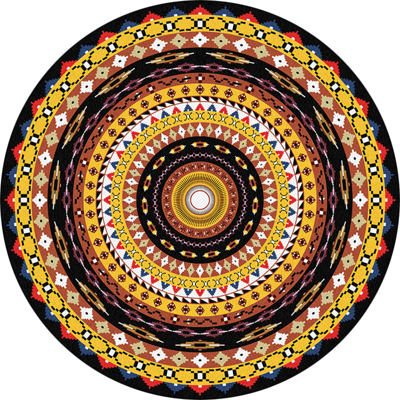 Orange Southwestern Rug Polyester Concentric Circles Pattern Rug Washable Non-Slip Backing Carpet for Living Room Clearhalo 'Area Rug' 'Rugs' 'Southwestern' Rug' 1612666