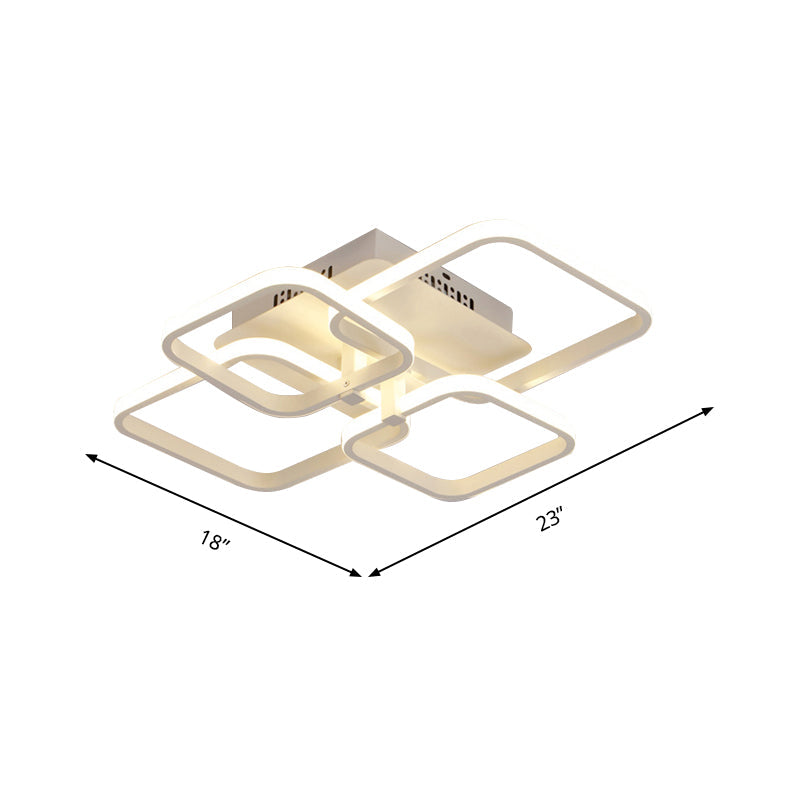 Geometric Living Room Flush Light Acrylic LED 4/6/8 Lights Modernism Semi Flush Ceiling Light in Warm/White Light Clearhalo 'Ceiling Lights' 'Close To Ceiling Lights' 'Close to ceiling' 'Semi-flushmount' Lighting' 161357