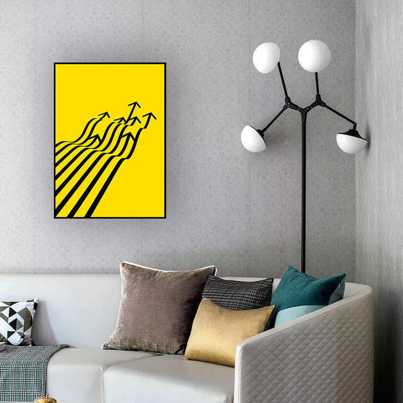 Minimalism Arrows Wall Decor Yellow and Black Textured Canvas Wall Art for Living Room - Yellow - Clearhalo - 'Arts' - 'Canvas Art' - 1614283