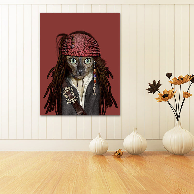 Funny Animal Superstar Wall Art Print for Sitting Room, Dark Color, Textured Surface Clearhalo 'Art Gallery' 'Canvas Art' 'Kids' Arts' 1614579