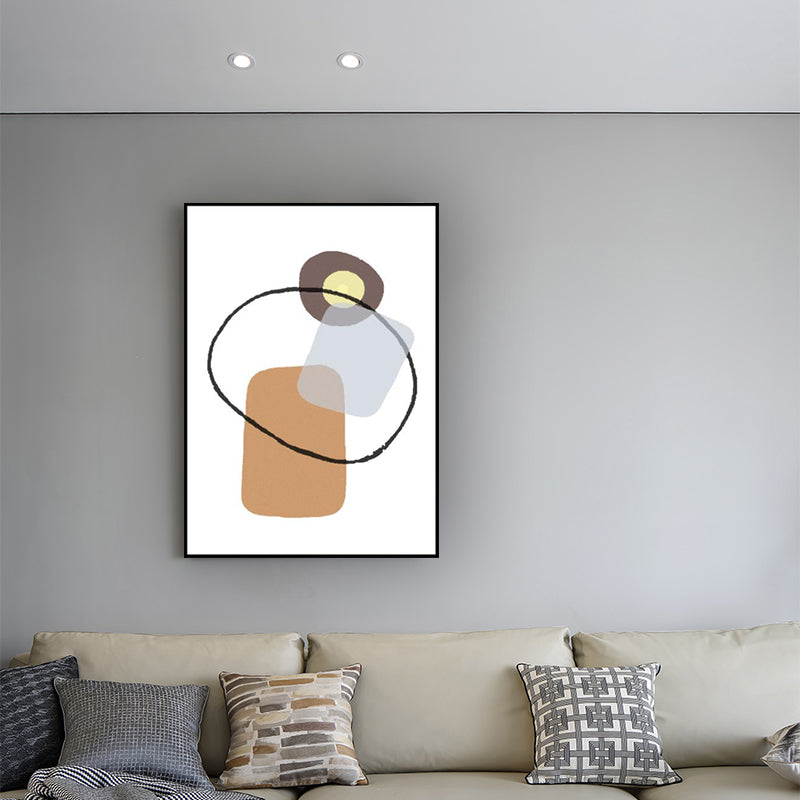 Geometry Wall Art Print Pastel Color Nordic Style Canvas for Living Room, Textured