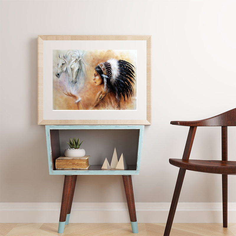 Canvas Textured Wall Art Modern Indian Woman and Horse Painting in Orange and White Clearhalo 'Art Gallery' 'Canvas Art' 'Contemporary Art Gallery' 'Modern' Arts' 1615191