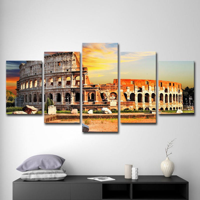 Modern Cultural Relic Wall Art Decor Orange Roman Colosseum Scenery Canvas Print - Clearhalo - 'Arts' - 'Canvas Art' - 1615504