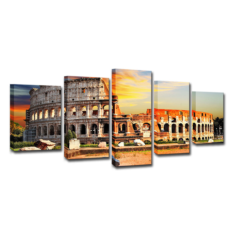 Modern Cultural Relic Wall Art Decor Orange Roman Colosseum Scenery Canvas Print - Clearhalo - 'Arts' - 'Canvas Art' - 1615506
