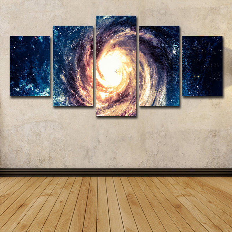 Blue Space Galaxy Canvas Print Multi-Piece Modern Style Living Room Wall Art Clearhalo 'Art Gallery' 'Canvas Art' 'Contemporary Art Gallery' 'Modern' Arts' 1616270