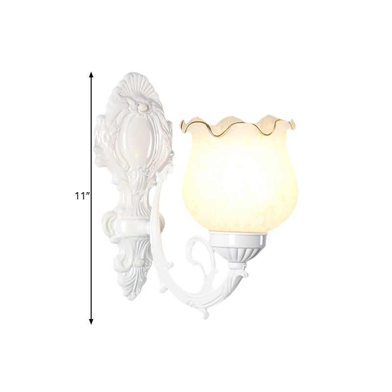 Loft Style Bud Wall Mount Lamp Single Bulb Opaline Glass Wall Lighting Fixture in Black/White/Brass Clearhalo 'Wall Lamps & Sconces' 'Wall Lights' Lighting' 1617094