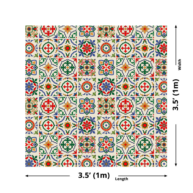 Bohemian Floral Pattern Wallpaper Panels Brown Bathroom Adhesive Wall Decor, 3.5' x 3.5" Clearhalo 'Wall Decor' 'Wallpaper' 1617174