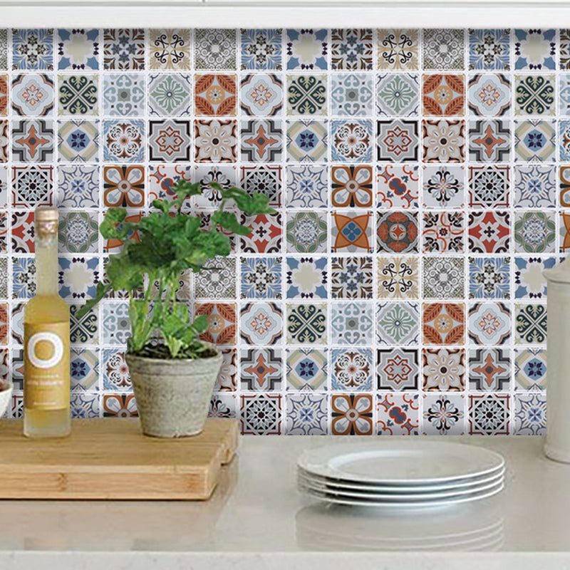 Boho Mixed Flower Print Wallpapers for Kitchen Backsplash 12' x 12" Adhesive Wall Covering in Blue Blue Clearhalo 'Wall Decor' 'Wallpaper' 1617346