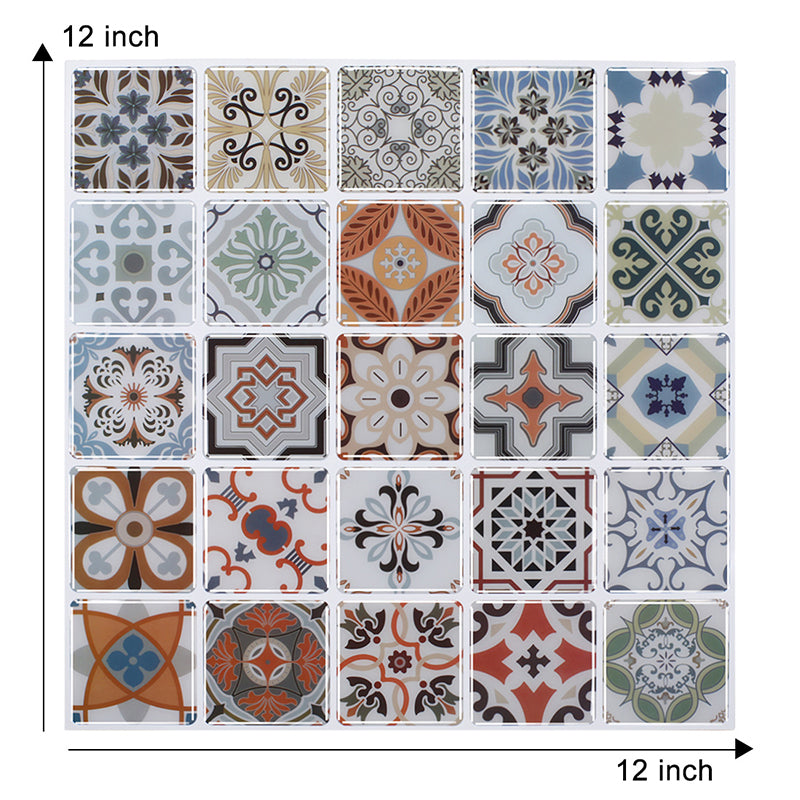 Boho Mixed Flower Print Wallpapers for Kitchen Backsplash 12' x 12" Adhesive Wall Covering in Blue Clearhalo 'Wall Decor' 'Wallpaper' 1617350