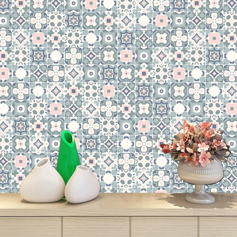 Self Adhesive Flower-Like Wallpaper Panels Bohemian Style PVC Wall Art, 3.5' L x 3.5" W Green Clearhalo 'Wall Decor' 'Wallpaper' 1617384