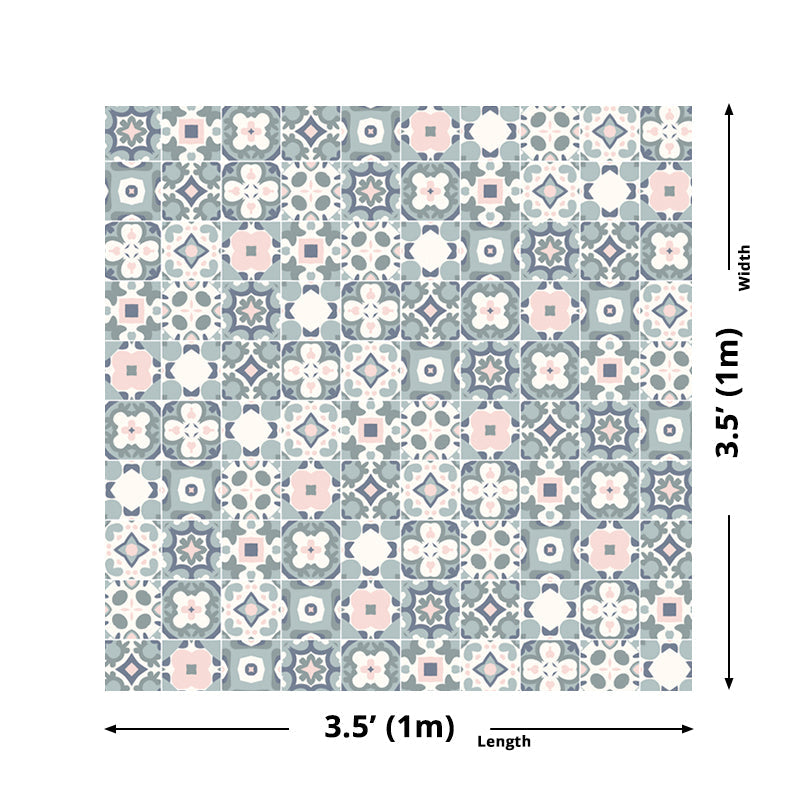 Self Adhesive Flower-Like Wallpaper Panels Bohemian Style PVC Wall Art, 3.5' L x 3.5" W Clearhalo 'Wall Decor' 'Wallpaper' 1617387