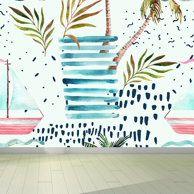 Huge Botanical Mural Wallpaper Moisture Resistant Tropical Living Room Wall Covering Clearhalo 'Wall Decor' 'Wall Mural' 1617479