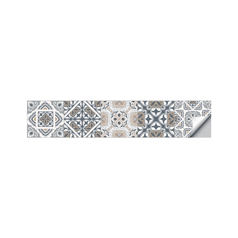 Bohemian Floral Wallpaper Panel for Dining Room 3.5' L x 8" W Wall Art in Grey, Self-Sticking Clearhalo 'Wall Decor' 'Wallpaper' 1617585