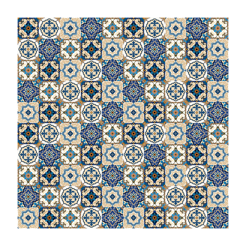 Bohemia Mandala Print Wallpaper Panels Blue Easy Peel off Wall Art for Living Room Clearhalo 'Wall Decor' 'Wallpaper' 1617650