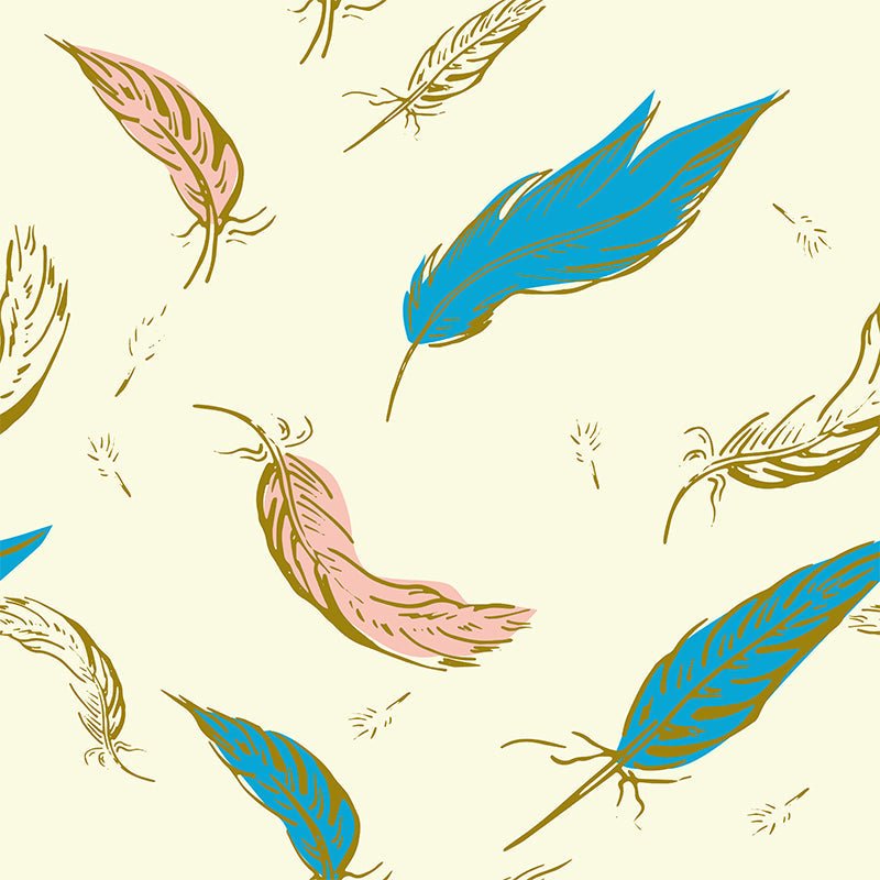 Nature Bird Feathers Mural Wallpaper Contemporary Non-Woven Wall Covering in Soft Color Clearhalo 'Wall Decor' 'Wall Mural' 1617695
