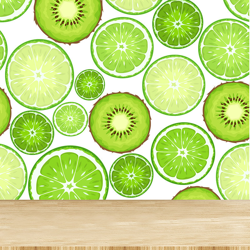 Giant Contemporary Wall Mural in Avocado Green Lemon Slices Wall Decor, Custom Printed Clearhalo 'Wall Decor' 'Wall Mural' 1617713