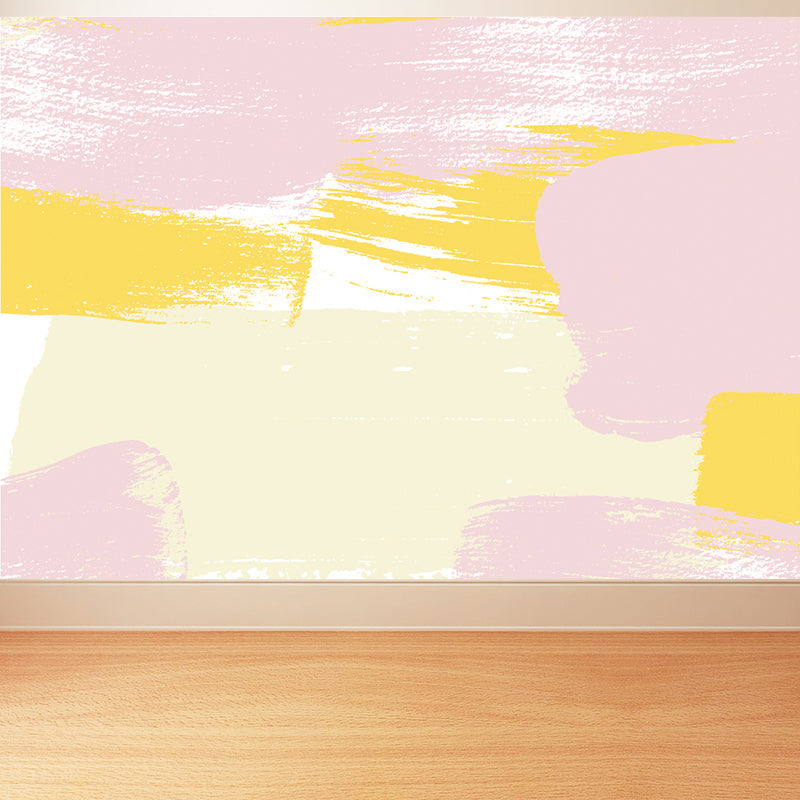 Brush Stroke Pattern Mural Wallpaper Pink Contemporary Wall Covering for Living Room Pink Clearhalo 'Wall Decor' 'Wall Mural' 1617827