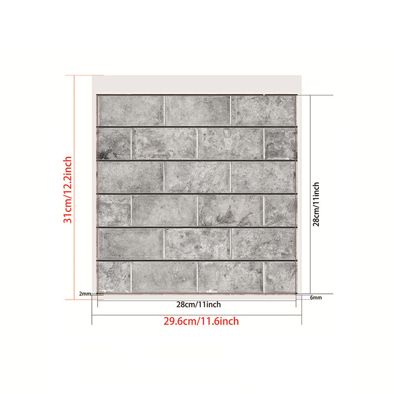 Compact Tiles Wallpaper Panel Set for Living Room Brick Look Peel Wall Decor, 11' L x 11" W Clearhalo 'Country wall decor' 'Rustic' 'Wallpaper' Wall Decor' 1617845