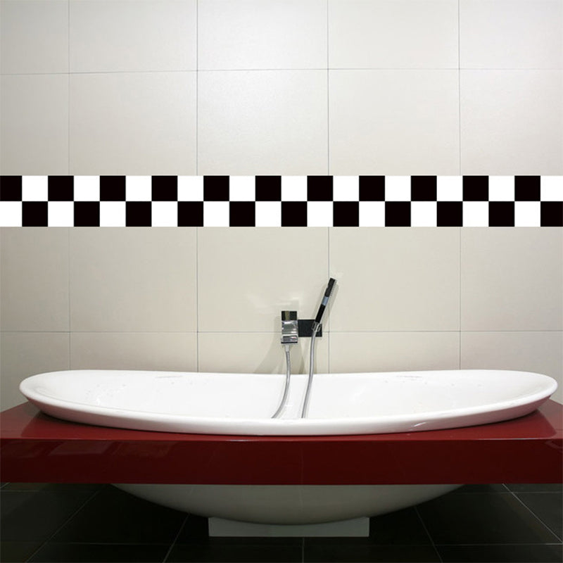 Black and White Checkered Wallpaper Border Easy Peel off Wall Decor for Living Room Clearhalo 'Modern wall decor' 'Modern' 'Wallpaper' Wall Decor' 1617853