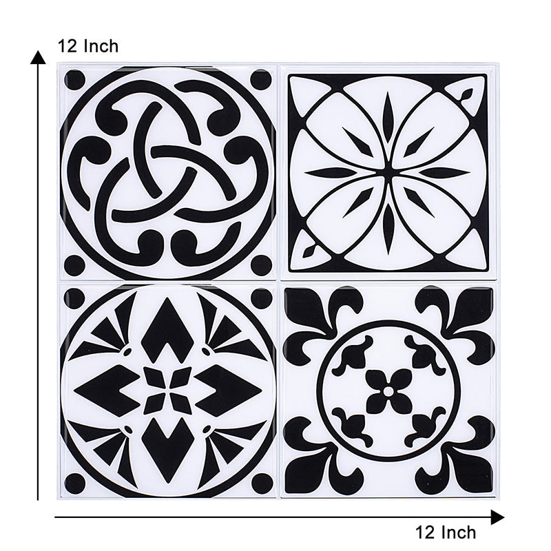 Floral Circle Wallpaper Panels in Black PVC Wall Decor, Self-Adhesive, 12' L x 12" W Clearhalo 'Wall Decor' 'Wallpaper' 1617865