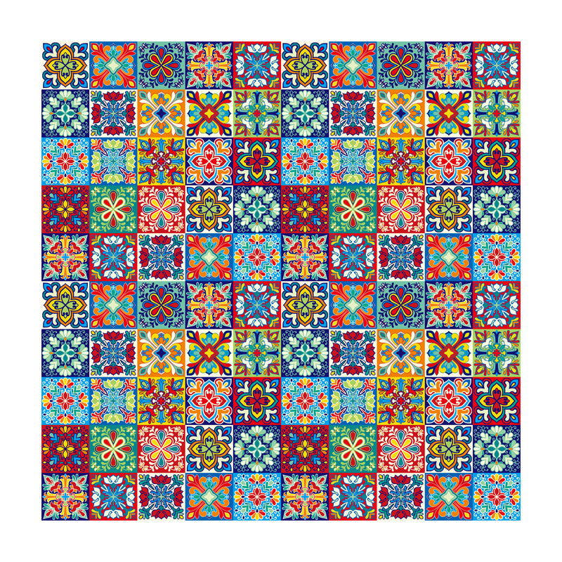 Bright Adhesive Bohemian Wallpaper Panels for Kitchen, Blue and Purple, Easy to Remove Clearhalo 'Wall Decor' 'Wallpaper' 1617915