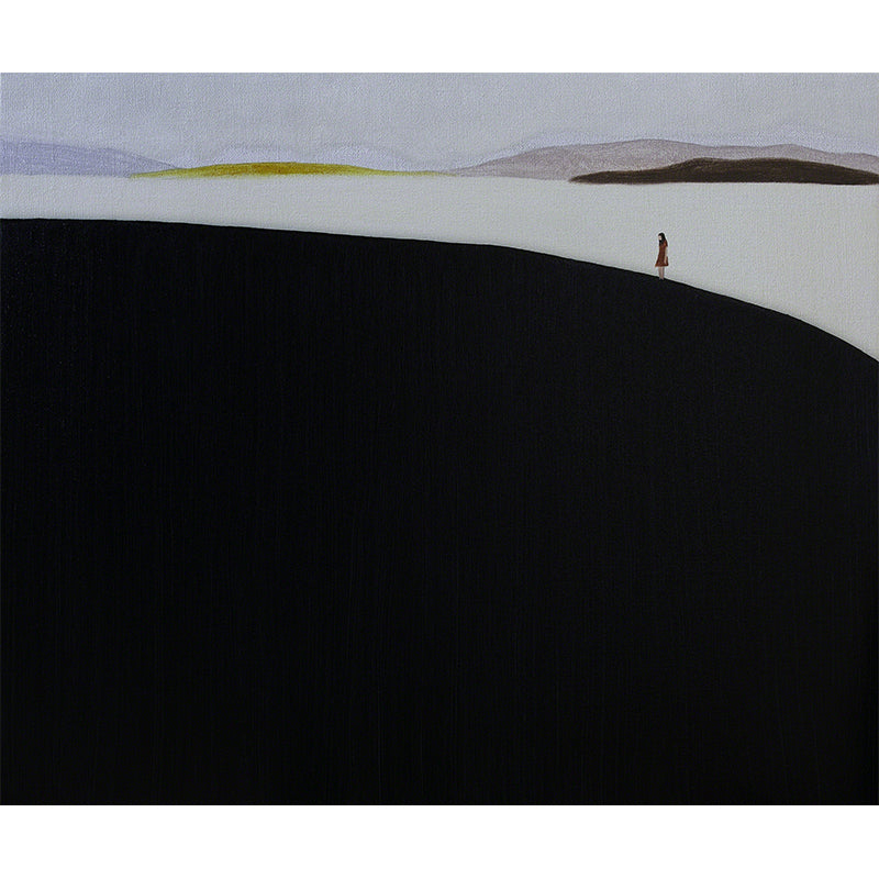 Contemporary Art Adults Mural Wallpaper Hills and Lake Painting Black Wall Covering Clearhalo 'Wall Decor' 'Wall Mural' 1617943