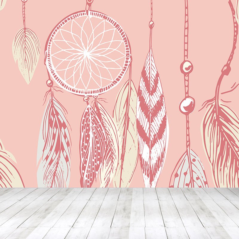 Illustration Dreamcatcher Wall Mural for Living Room, Light Color, Custom Size Available Clearhalo 'Wall Decor' 'Wall Mural' 1617967