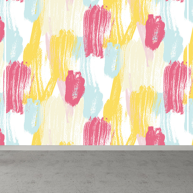 Modern Abstract Mural Wallpaper for Boys Bedroom Customised Wall Covering in Yellow Clearhalo 'Wall Decor' 'Wall Mural' 1618077
